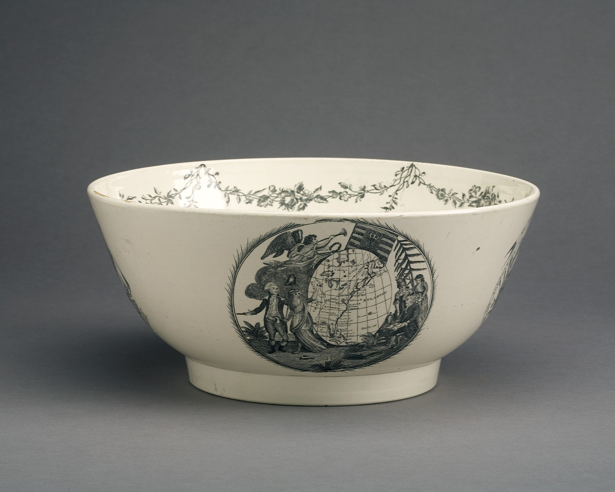 Appraisal: ENGLISH CREAMWARE BLACK TRANSFER-PRINTED BOWL PROBABLY HERCULANEUM LIVERPOOL CIRCA -