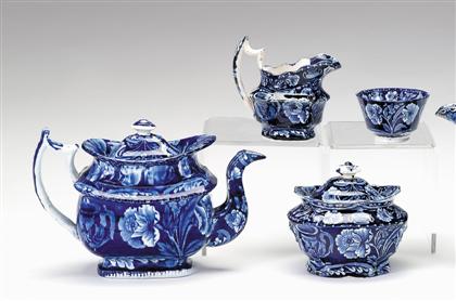 Appraisal: Historical blue transferware partial tea service james and ralph clews