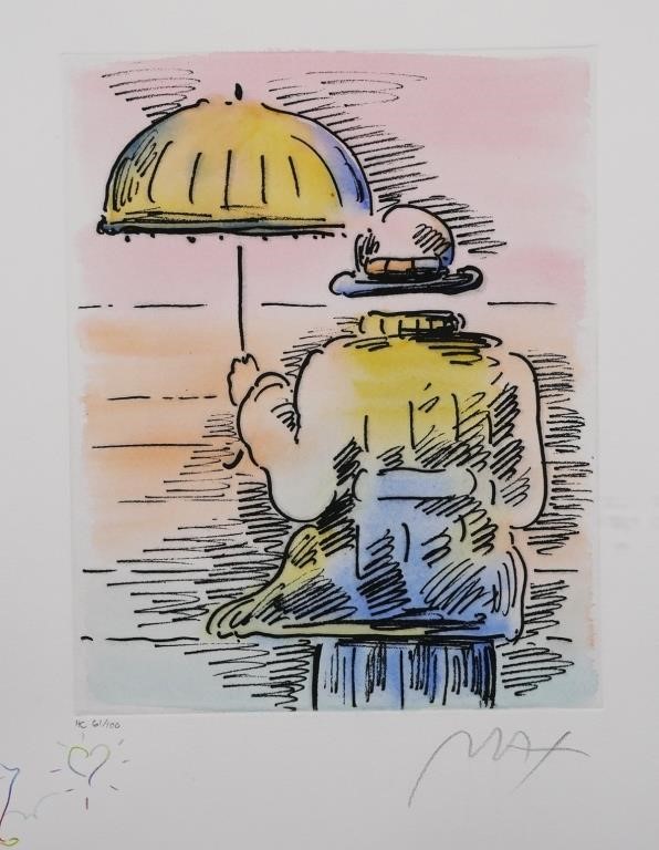 Appraisal: Etching with hand coloring and two remarques Peter Max American