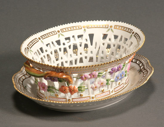 Appraisal: Royal Copenhagen 'Flora Danica' Oval Fruit Basket and Undertray Dated