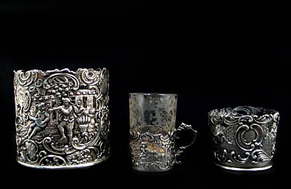 Appraisal: A group of silver cup frames Comprising set of Continental