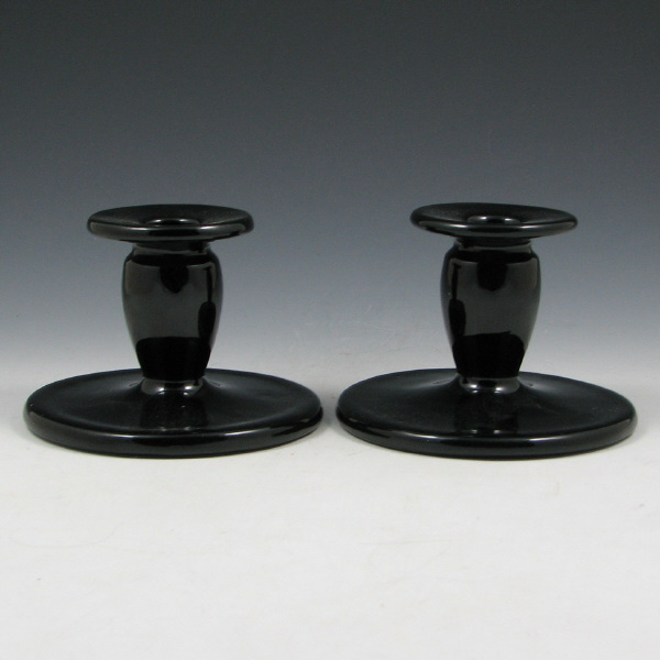 Appraisal: Roseville Rosecraft Black Candleholders Roseville Rosecraft Black - candleholders One