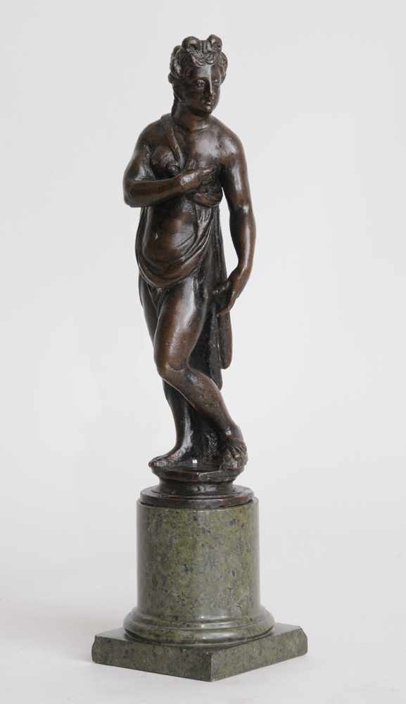 Appraisal: VENETIAN BRONZE FIGURE OF VENUS Modeled semi-draped with weight on