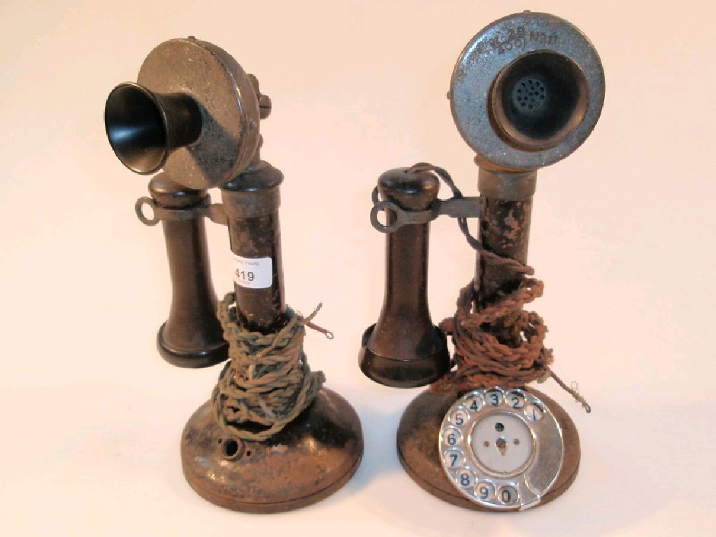 Appraisal: Two early thC candlestick telephones one with dial missing