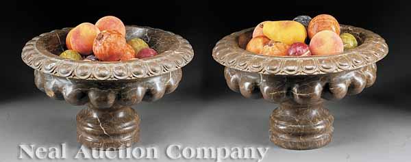 Appraisal: A Pair of Italian Marble Tazzas height in width in