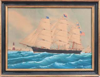 Appraisal: American School Late th Century Portrait of the Three-masted Vessel