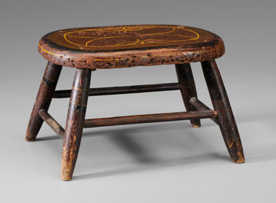 Appraisal: Georgia Paint-Decorated Windsor Stool possibly made by Morgan Brothers DeKalb