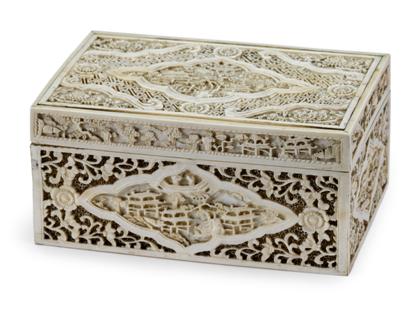 Appraisal: Good Chinese carved and pieced elephant ivory export box th