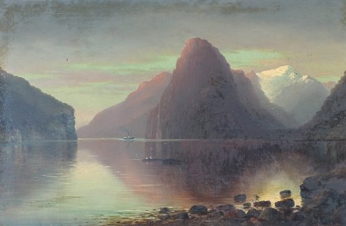 Appraisal: John Douglas Perrett Milford Sound New Zealand signed oil on