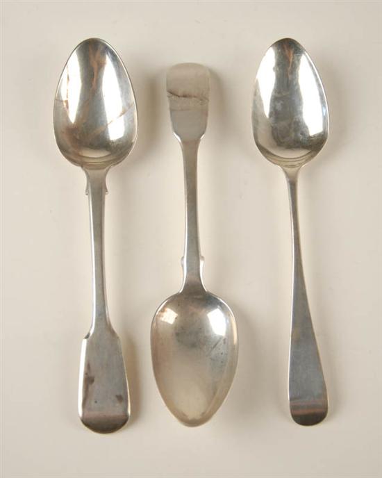 Appraisal: Three th th C London Sterling Dessert Spoons one with