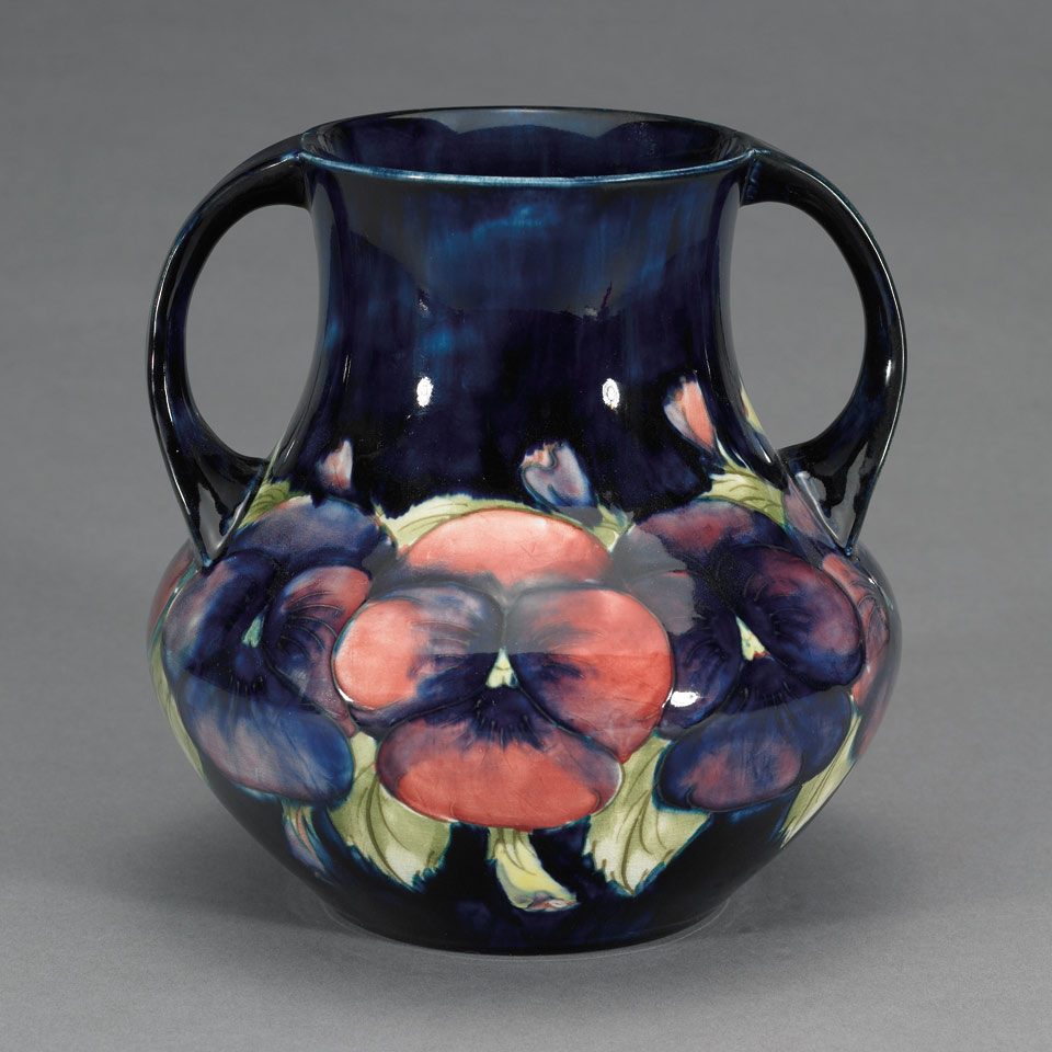 Appraisal: Moorcroft Pansy Vase c impressed marks painted signature in blue