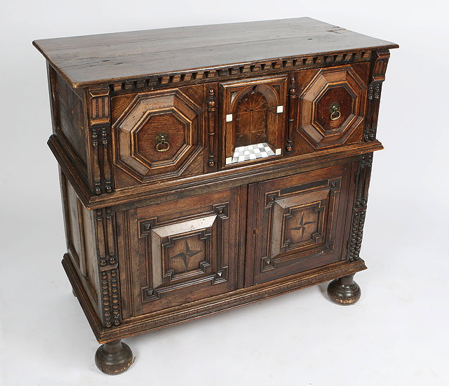 Appraisal: A LATE TH CENTURY OAK CHEST IN TWO HALVES the