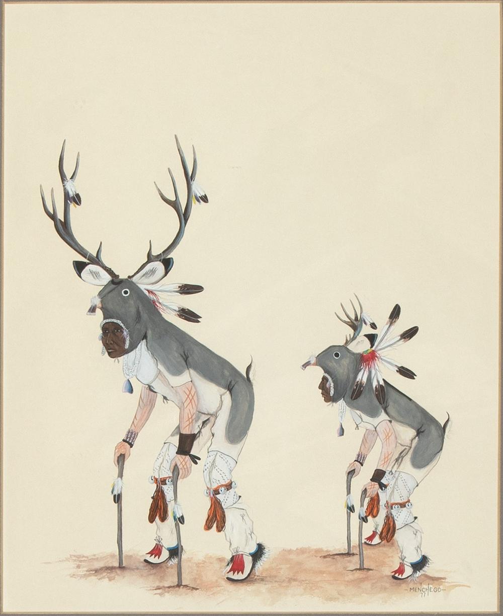 Appraisal: ARTHUR JAMES MENCHEGO UNTITLED TWO DEER DANCERS Arthur James Menchego