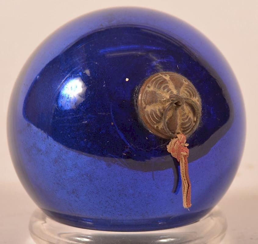 Appraisal: Cobalt Blue Glass Ball form German Kugel Antique Cobalt Blue