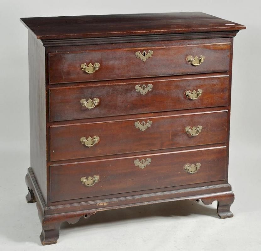 Appraisal: Chippendale Cherry Four Drawer Ogee Foot Chest Chippendale cherry four