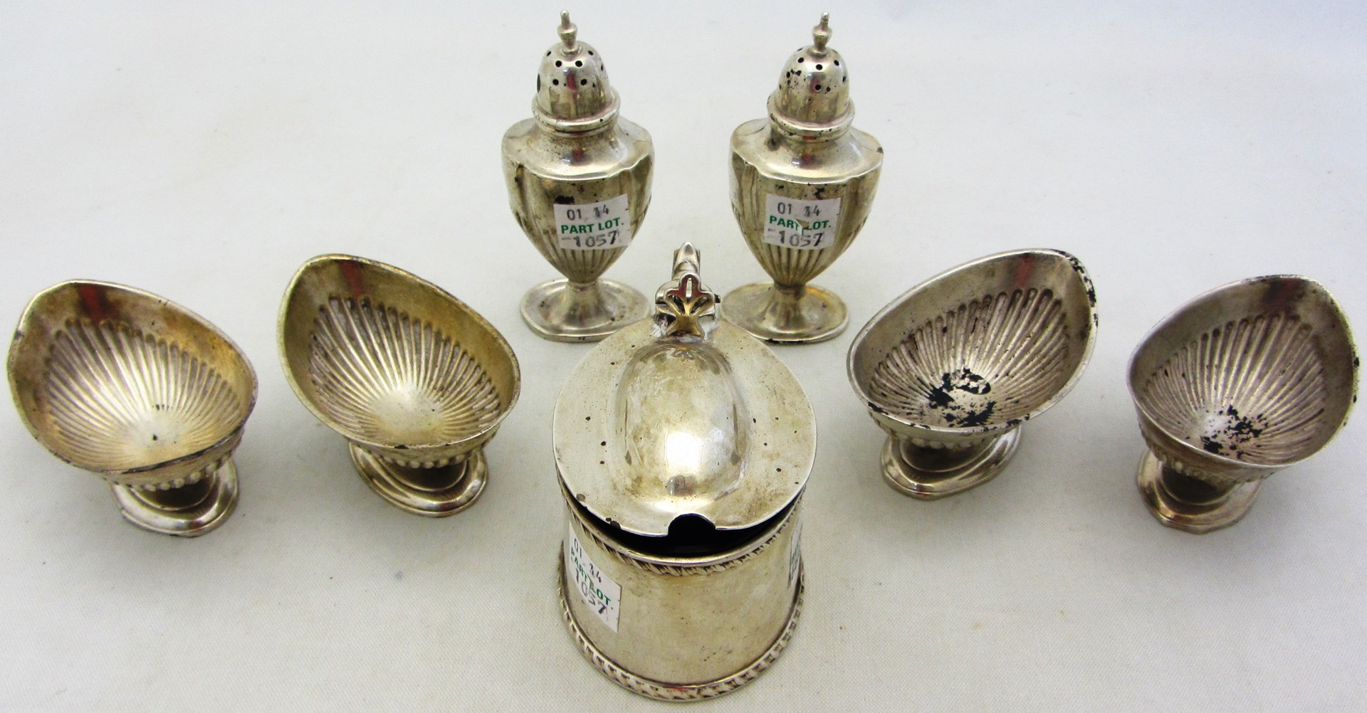 Appraisal: Silver condiments comprising an oval mustard pot Birmingham with a