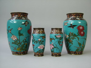 Appraisal: A pair of Chinese cloisonne enamel vases of ovoid form