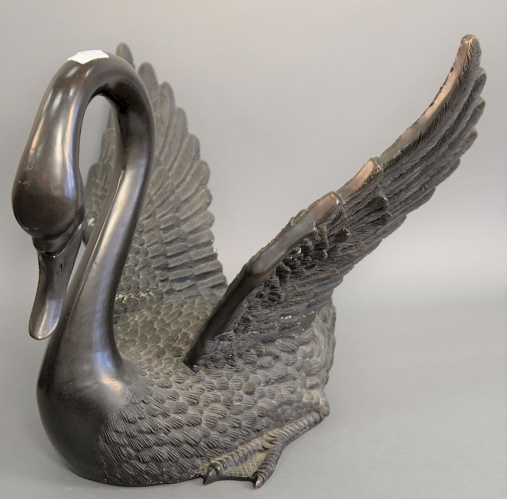 Appraisal: Bronze swan ht in wd in Bronze swan ht in