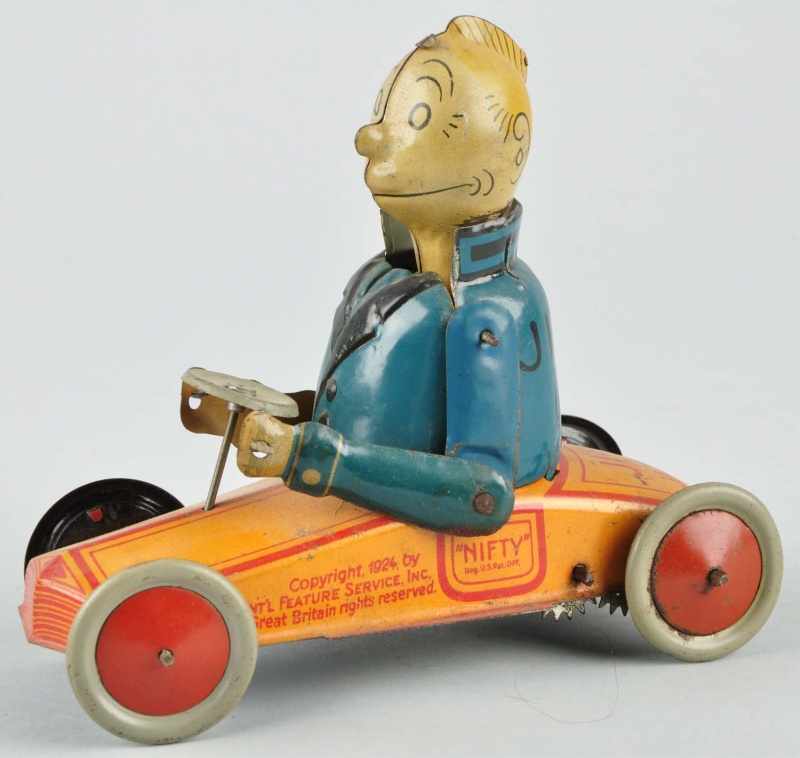 Appraisal: Tin Litho Nifty Jiggs Jazz Car Wind-Up Toy Description German