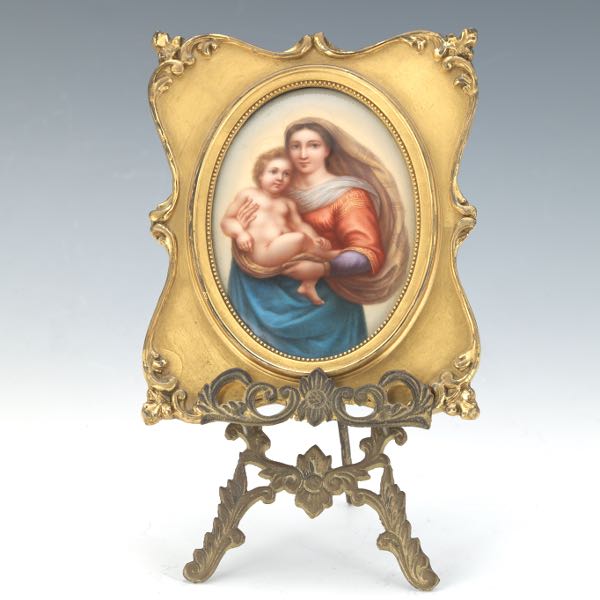 Appraisal: DRESDEN FRAMED PORCELAIN MINIATURE PLAQUE AFTER RAPHAEL SANZIO'S THE SISTINE