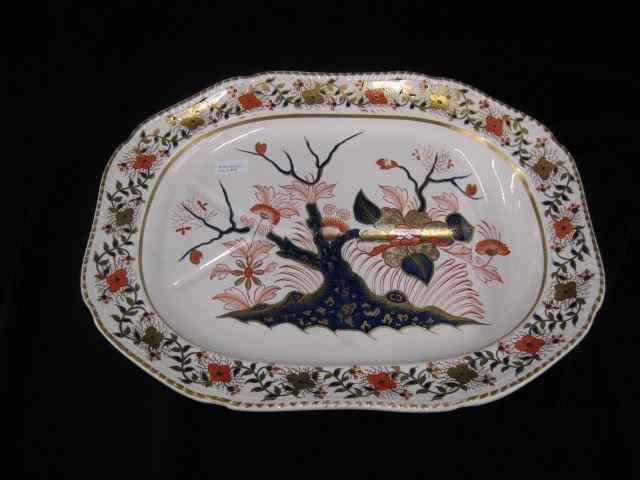 Appraisal: th Century Ironstone Platter Imari stylefloral gold trim tree-in-well design