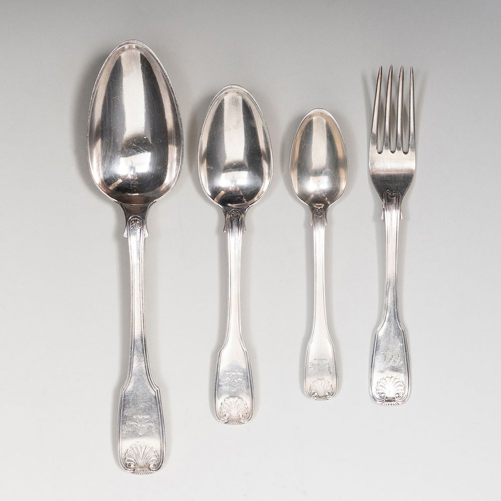 Appraisal: George III Part Silver Flatware Service Marked London engraved with