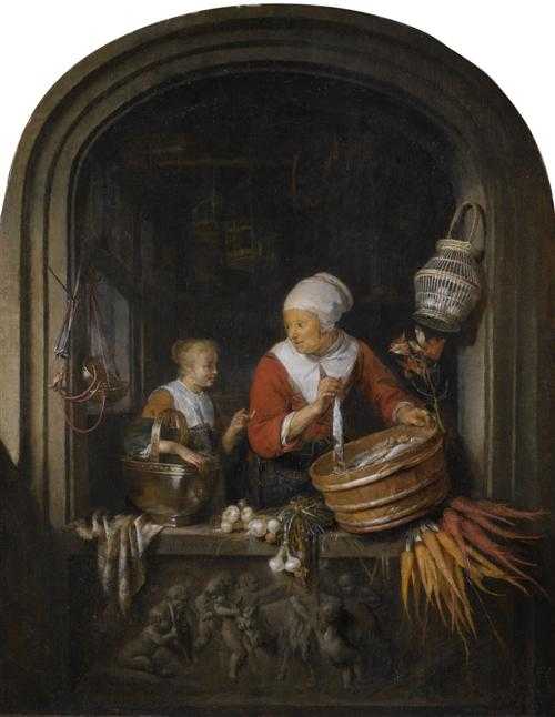 Appraisal: DOU GERRIT Leiden before The Herring Seller with a Young