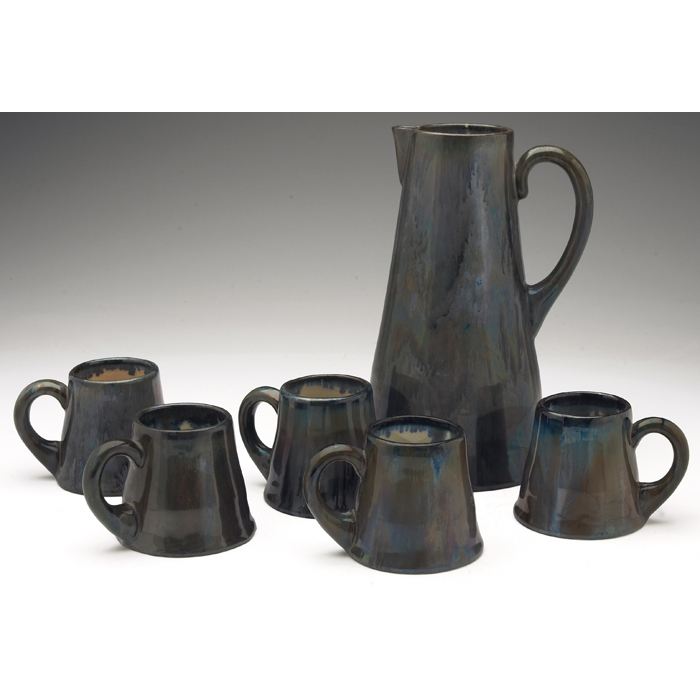 Appraisal: Fulper cider set pitcher and five cups covered in an