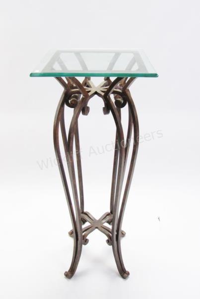 Appraisal: Glass Top Display Pedestal painted cast metal table with removable