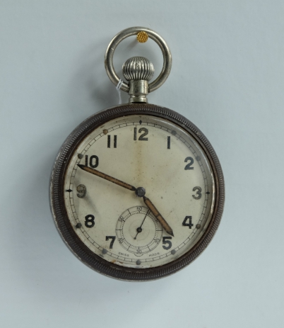 Appraisal: Military pocket watch with white dial marked to the back