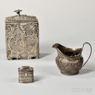 Appraisal: Three Pieces of European Silver Hollowware an English creamer London