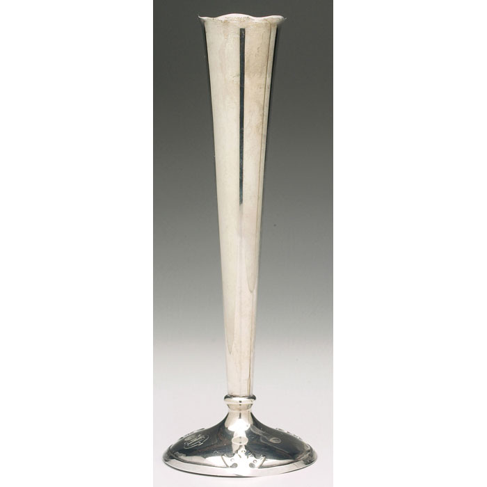 Appraisal: Shreve and Co bud vase footed flaring shape in sterling