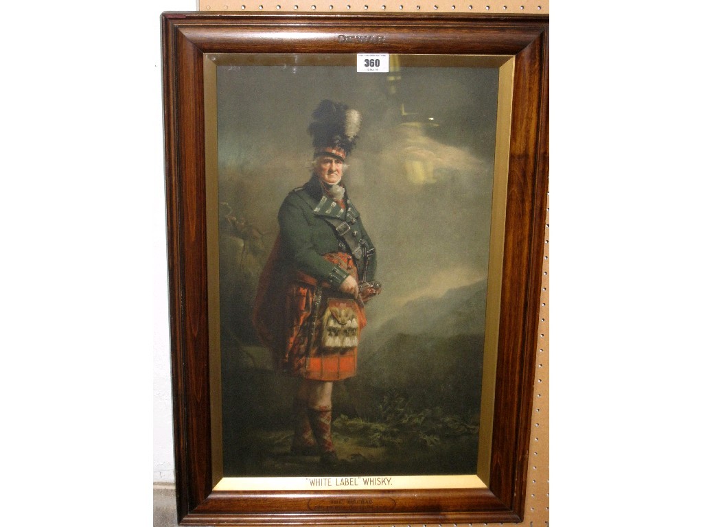 Appraisal: Framed advert print for Dewar's white label whisky