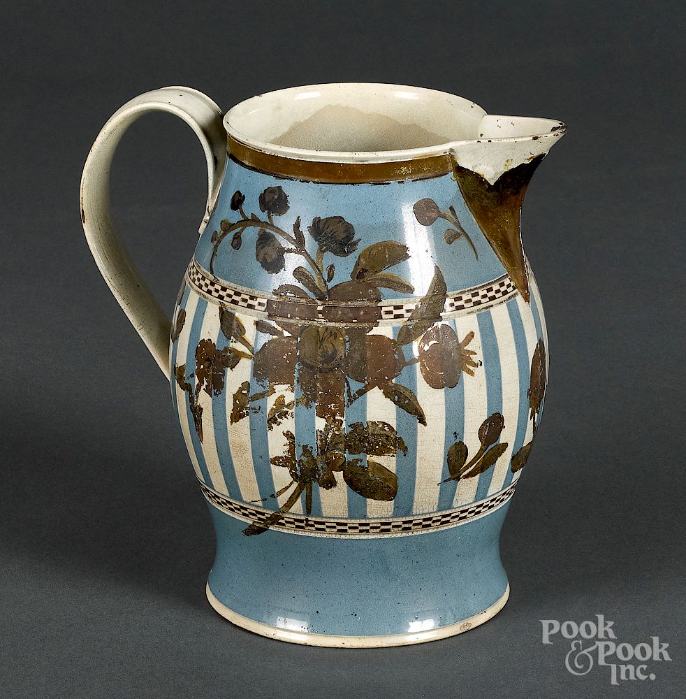 Appraisal: Mocha pitcher th c Mocha pitcher th c with an