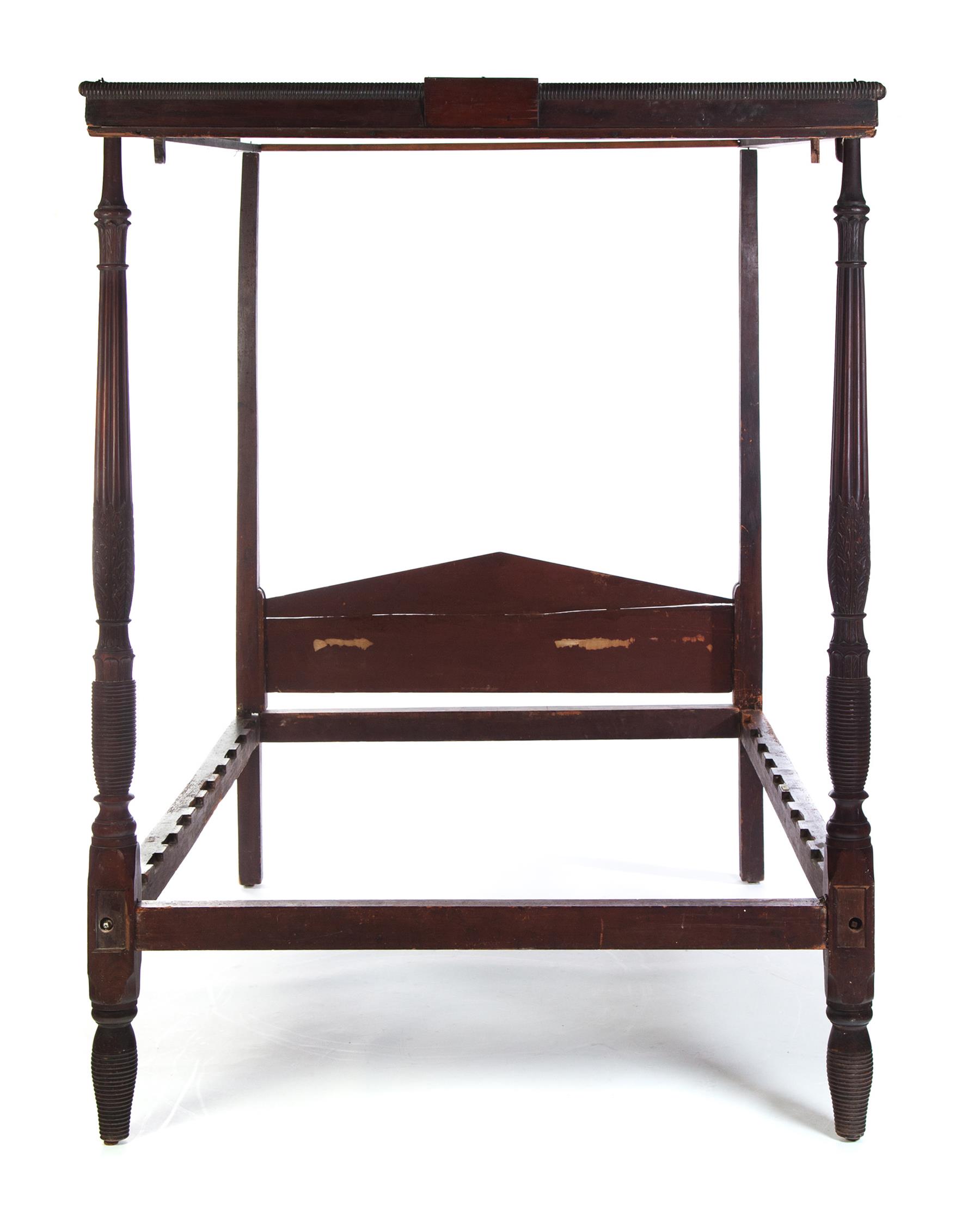 Appraisal: AMERICAN TALL POST BED First quarter- th century mahogany Carved