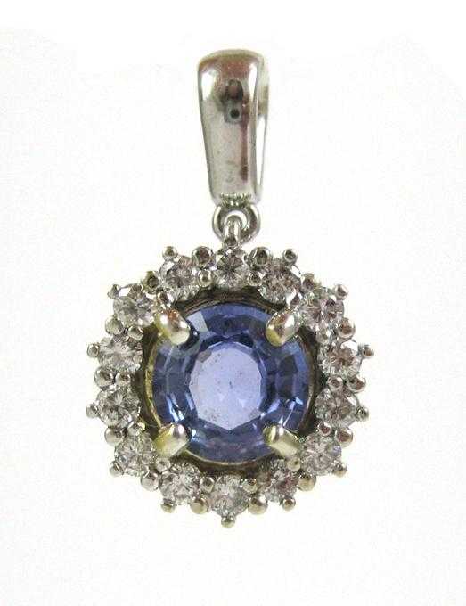 Appraisal: TANZANITE DIAMOND AND WHITE GOLD PENDANT The k white gold