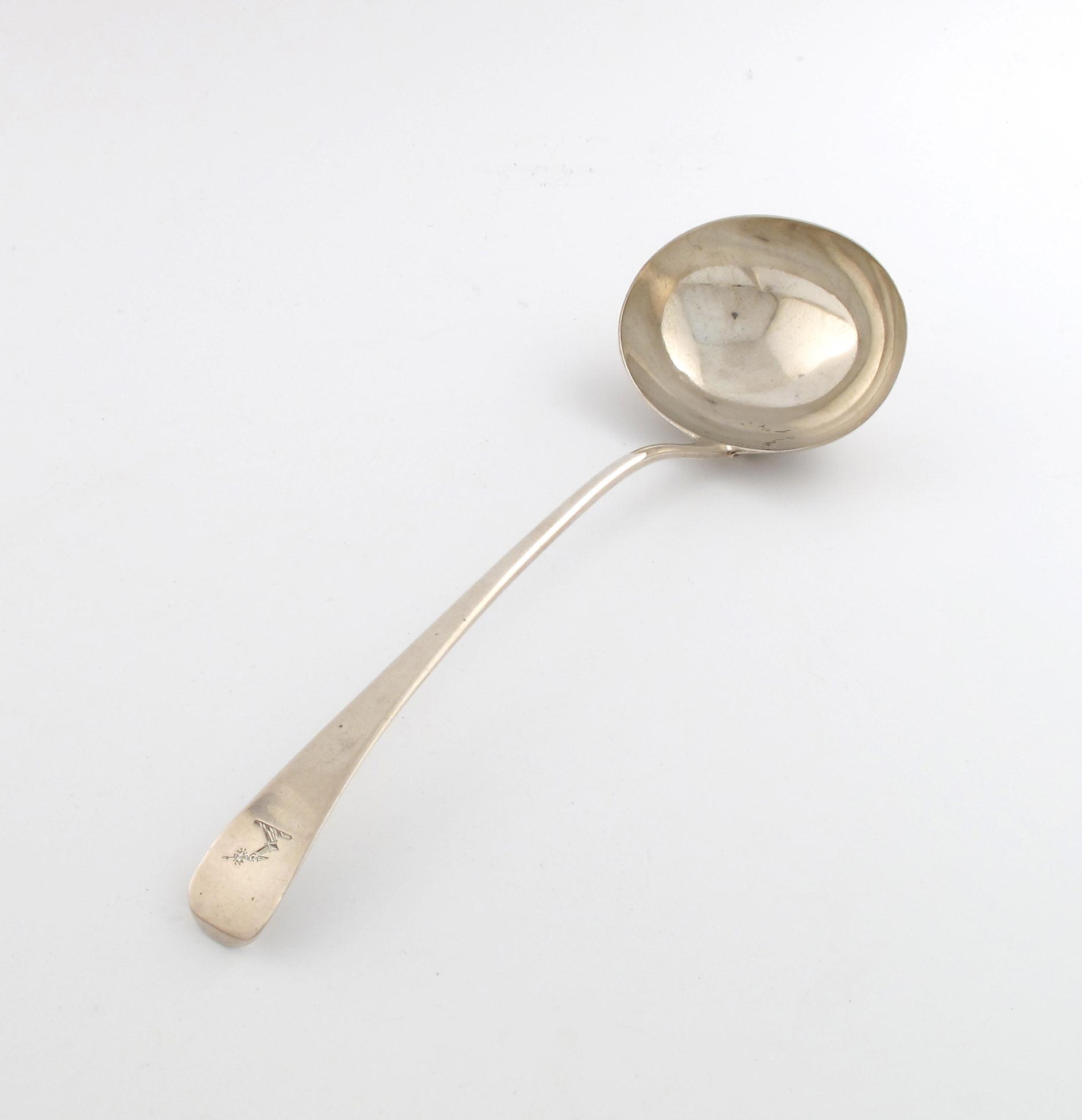 Appraisal: A George III silver Old English pattern soup ladle