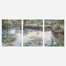 Appraisal: Lau Chun LILY POND TRIPTYCH oil on canvas h w