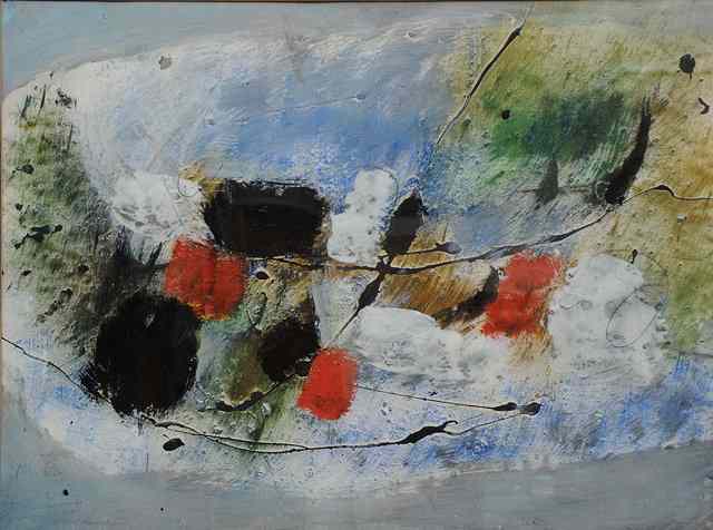 Appraisal: Ibrahim Kodra Albanian - Abstract in red white black and