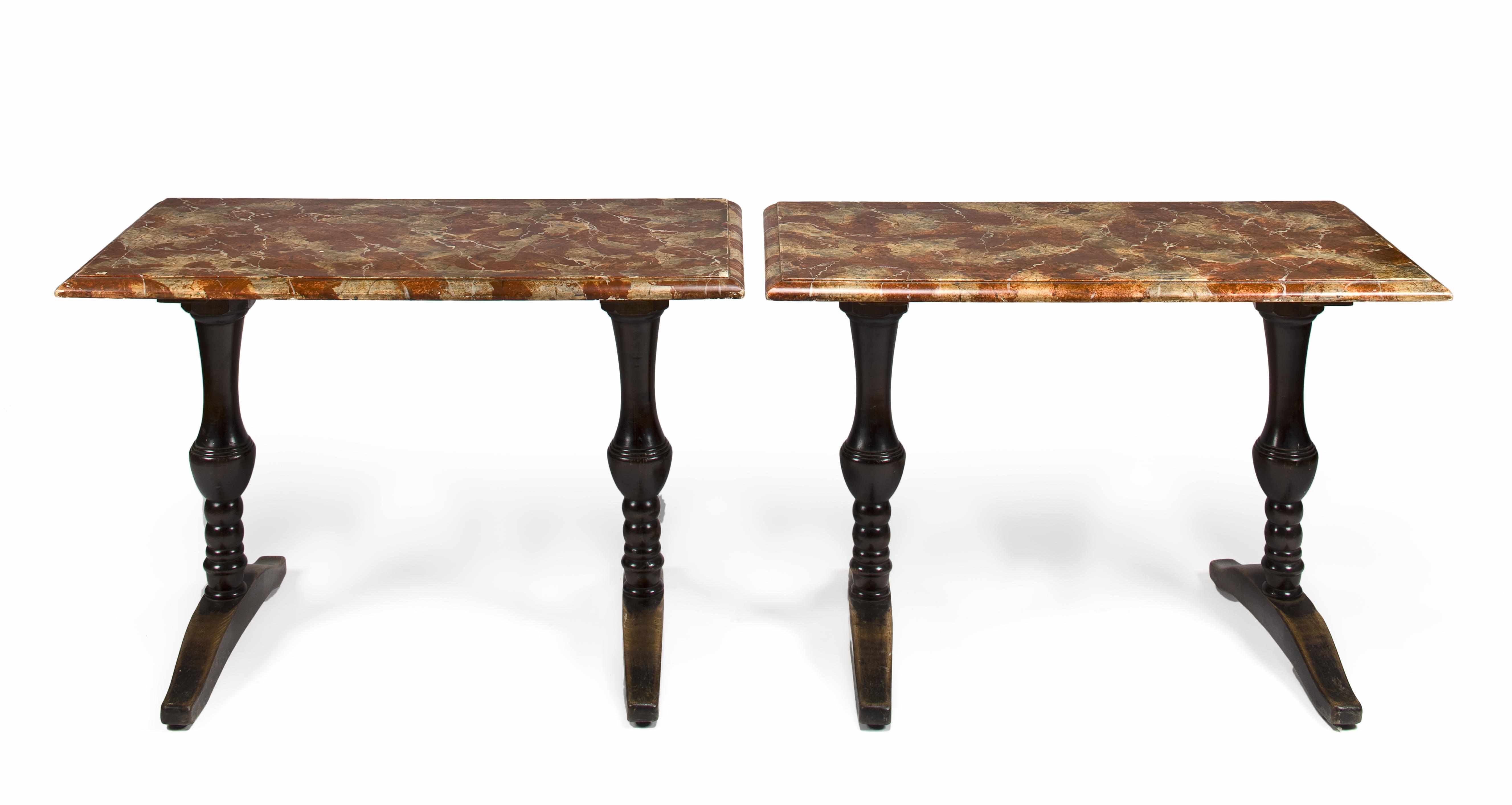 Appraisal: A pair of Continental faux marble and mixed wood console