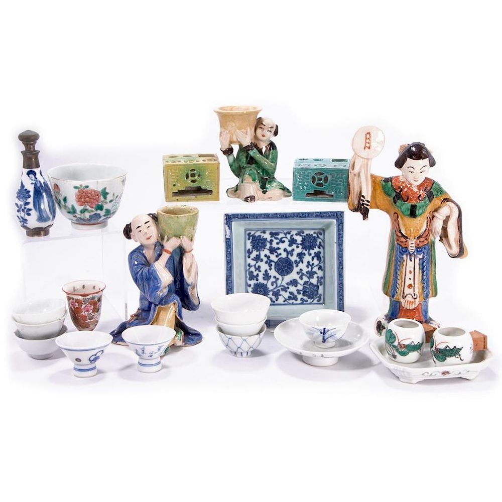 Appraisal: Lot of Chinese figures tea cups dishes etc Lot of