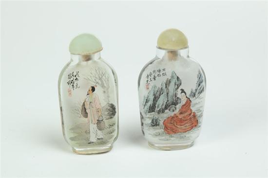 Appraisal: TWO SNUFF BOTTLES China early th century Signed reverse glass