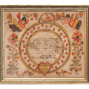 Appraisal: A 'Blowsy Angel' Artist Birth Certificate Fraktur Berks County Pennsylvania