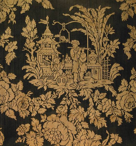 Appraisal: A collection of silk brocade upholstery circa originally removed from