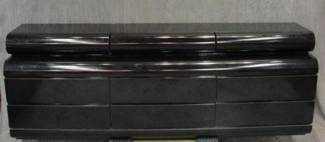 Appraisal: Large Black Lacquer Multi-Drawer Dresser Midcentury style From a Long