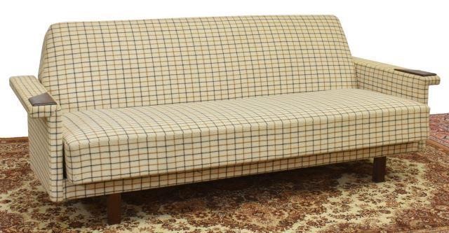 Appraisal: Danish mid-century modern convertible daybed sofa c s having tan