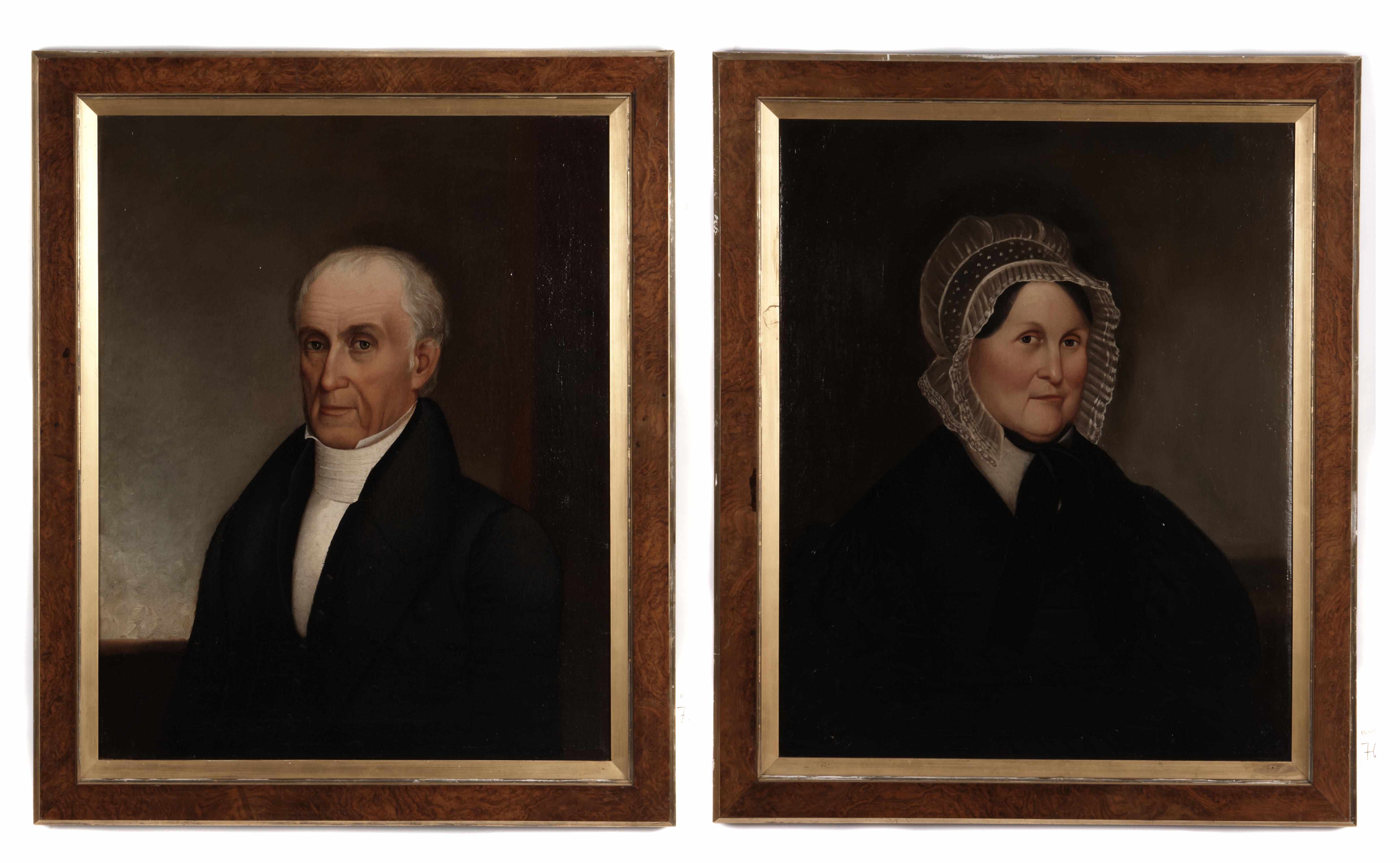 Appraisal: A pair of American School oil on canvas portraits of