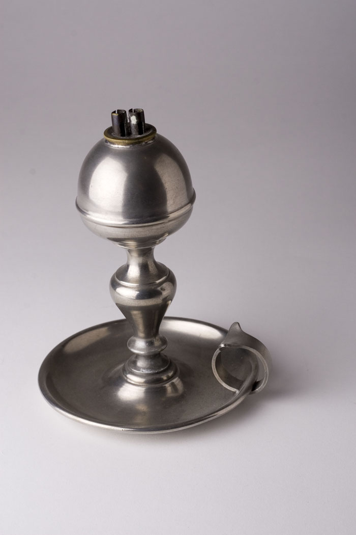 Appraisal: PEWTER CHAMBER LAMP TAUNTON BRITANNIA MANUFACTURING COMPANY - Taunton Massachusetts