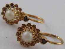 Appraisal: A pair of French hallmarked carat gold cultured pearl earrings