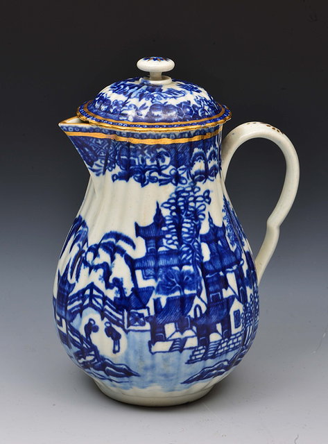 Appraisal: Worcester blue and white milk jug and lidcirca - decorated